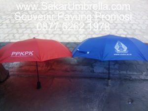 Payung standar merah dan biru