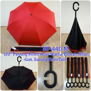 Payung Terbalik Merah bagian dalam hitam