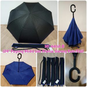 Payung Terbalik Mobil Hitam Bagian Dalam Biru