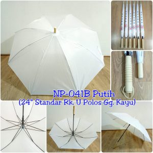 Payung Standar Panjang Putih Gagang Kayu