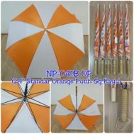 Payung Standar Panjang Kombinasi Orange Putih Gagang Kayu