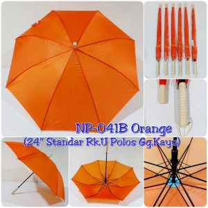 Payung Standar Panjang Orange Gagang Kayu