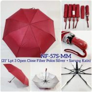 Payung Lipat 3 Otomatis Merah Marun Dalam Silver