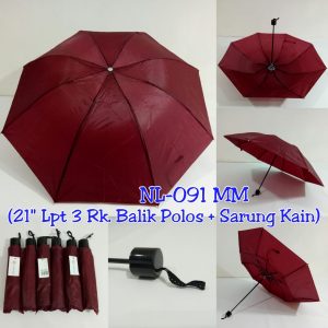 Payung Lipat 3 Merah Marun NL 091